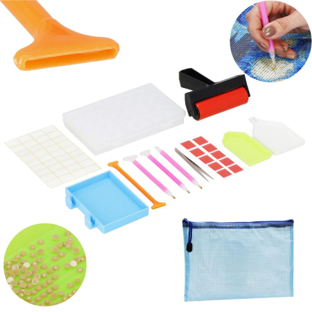 Set de accesorii pentru broderie cu diamante 5D, 22 piese, cu geanta depozitare [3]