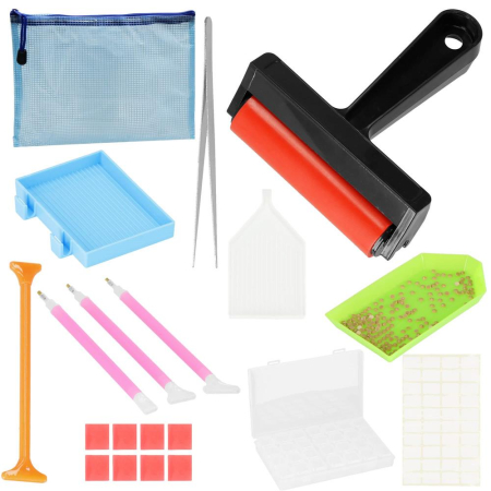 Set de accesorii pentru broderie cu diamante 5D, 22 piese, cu geanta depozitare [2]