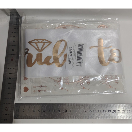 Set de Accesorii pentru Mireasa, , Coronita, Panglica, Stickere, Voal, Model Bride To Be, Tematica Nunta, Alb-Roz [7]