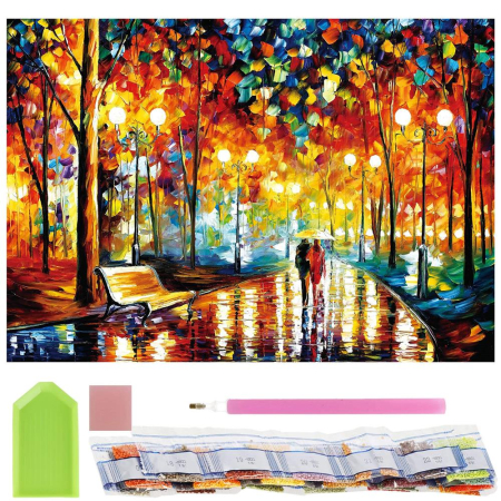 Disponibil livrare locker S - Set de broderie cu diamante 5D, 30x40cm, model Alee in parc