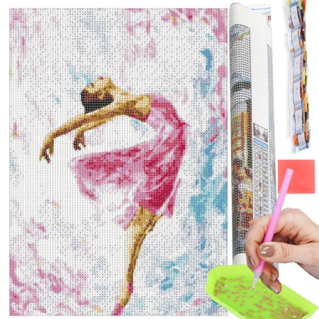 Set de broderie cu diamante 5D, 30x40cm, model Balerina [19]