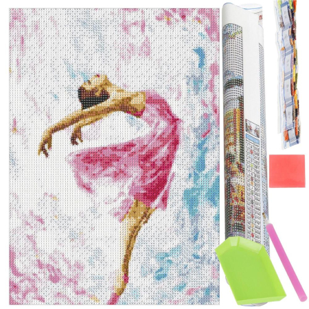 Disponibil livrare locker S - Set de broderie cu diamante 5D, 30x40cm, model Balerina