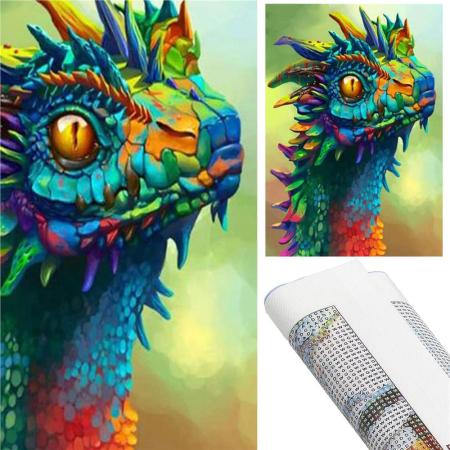 Set de broderie cu diamante 5D, 30x40cm, model Cap de dragon [20]