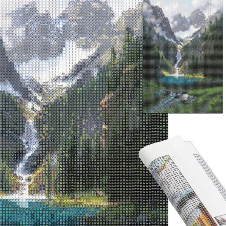 Set de broderie cu diamante 5D, 30x40cm, model Cascada [19]