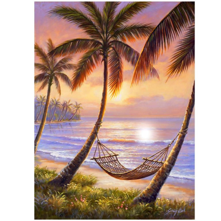 Set de broderie cu diamante 5D, 30x40cm, model Hamac pe plaja [1]