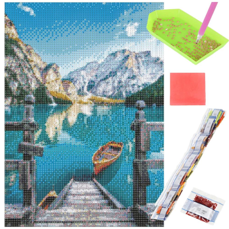 Set de broderie cu diamante 5D, 30x40cm, model Lac glaciar [17]