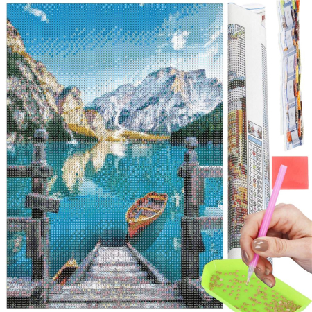 Set de broderie cu diamante 5D, 30x40cm, model Lac glaciar [19]