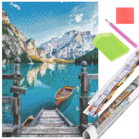 Set de broderie cu diamante 5D, 30x40cm, model Lac glaciar [18]