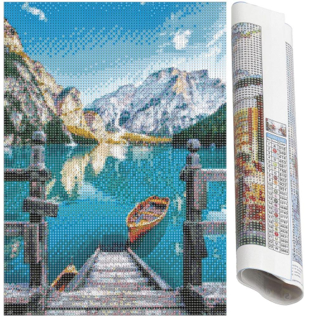 Set de broderie cu diamante 5D, 30x40cm, model Lac glaciar [20]