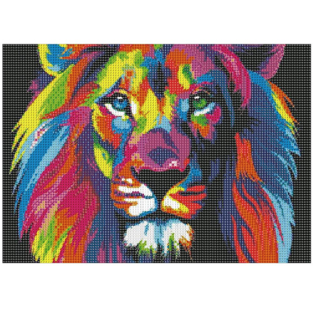 Set de broderie cu diamante 5D, 30x40cm, model Leu [19]