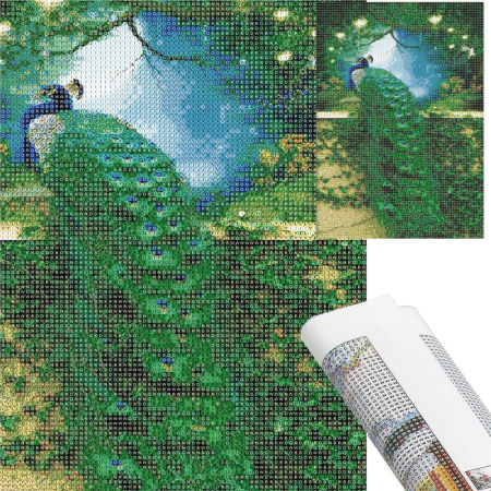 Set de broderie cu diamante 5D, 30x40cm, model Paun [16]