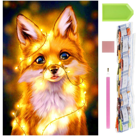 Disponibil livrare locker S - Set de broderie cu diamante 5D, 30x40cm, model Vulpe