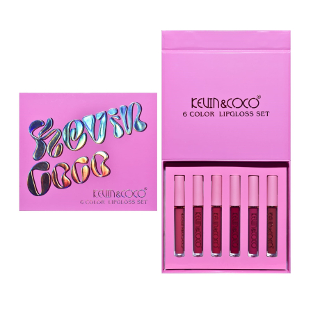 Set de Buze, KEVIN &amp; COCO, Pink Girl, 6 Lip Gloss-uri, 17 x 14.8 x 2.9 cm, Roz/Maro [7]