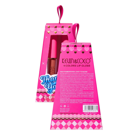 Set de Buze, KEVIN & COCO, Cloud Bubble, 4 Lip Gloss-uri, 15.1 x 8.1 x 2 cm, Roz/Nude [2]