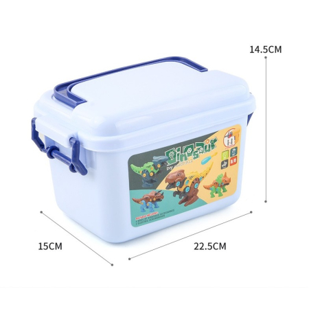 Set de Constructie/Asamblare, , 4 Dinozauri, cu Bormasina Electrica, Baterii 2 x AA, Surubelnita si Cutie Depozitare, 22.5 x 14.5 x 15 cm, Multicolor [3]