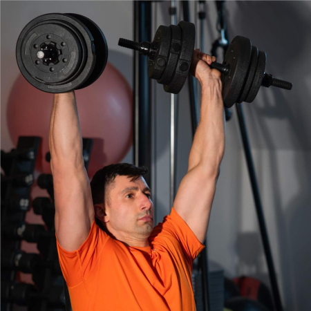 Set de greutati multifunctionale transformabil in gantere, kettlebell, haltera, total 29 kg [26]