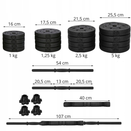 Set de greutati multifunctionale transformabil in gantere, kettlebell, haltera, total 40 kg [8]