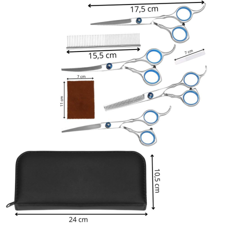 Set de ingrijire pentru animale de companie, cu 4 foarfece pentru tuns si accesorii [19]