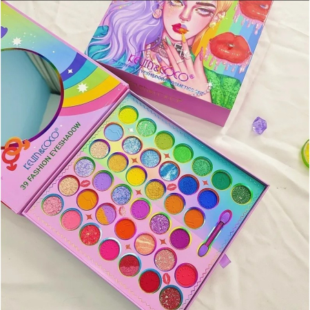 Set de Machiaj, Kevin & Coco, 39 de Culori, pigmentate, Fard de ochi, Ruj, Gloss, Tus, Fard Obraz, Curcubeu [1]