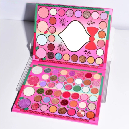 Set de Machiaj Kevin&Coco, 72 de Culori, Paleta de Farduri, Iluminatoare, Blush, Model Christmas Babe, Oglinda Glob, 25.5x20x1.7 cm, Multicolor [2]