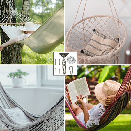 Set de montaj pentru hamac sau leagan – suport tavan, sfoara 196 cm, rotire 360°, 300 kg [1]