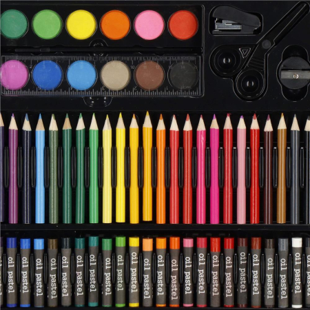 Set de pictura si desen pentru copii, 150 de piese, trusa lemn maro [27]