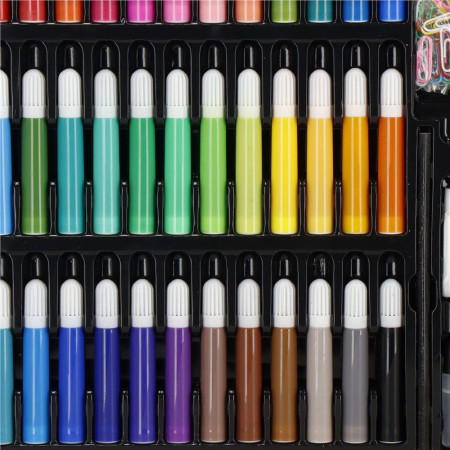 Set de pictura si desen pentru copii, 150 de piese, trusa lemn maro [23]