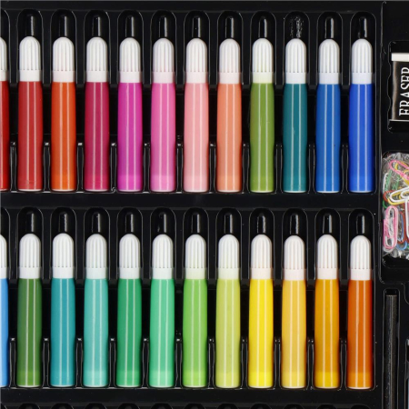 Set de pictura si desen pentru copii, 150 de piese, trusa lemn maro [26]