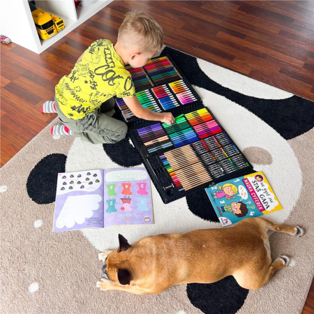 Set de pictura si desen pentru copii, 258 de piese, trusa plastic roz [41]