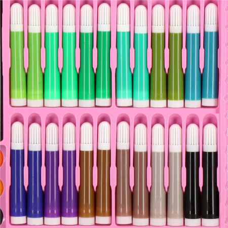 Set de pictura si desen pentru copii, 258 de piese, trusa plastic roz [6]