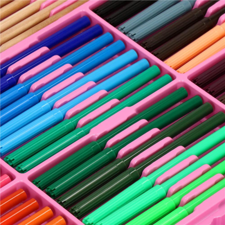 Set de pictura si desen pentru copii, 258 de piese, trusa plastic roz [21]