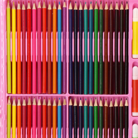 Set de pictura si desen pentru copii, 258 de piese, trusa plastic roz [4]