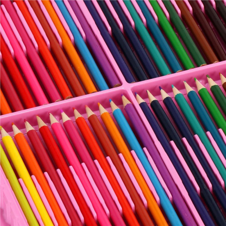 Set de pictura si desen pentru copii, 258 de piese, trusa plastic roz [14]