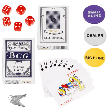 Set de Poker Complex cu 300 de jetoane, 2 seturi de carti, 5 zaruri, in servieta aluminiu [17]