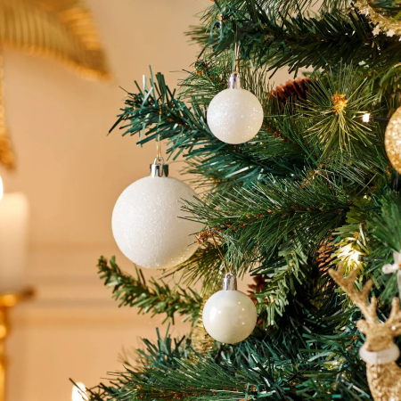 Set decoratiuni Craciun, 44 piese, cu globuri, ghirlanda si varf de brad, ab [1]