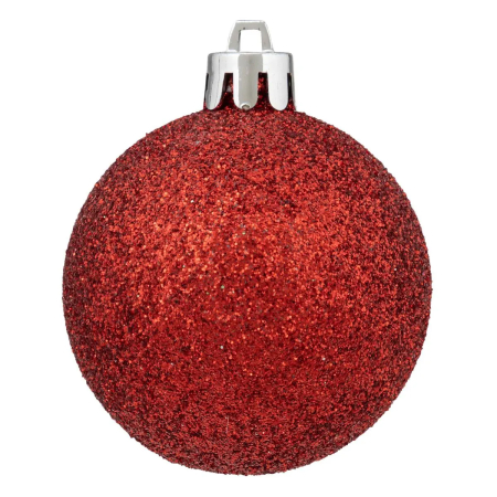 Set decoratiuni Craciun, 44 piese, cu globuri, ghirlanda si varf de brad, rosu si alb [6]