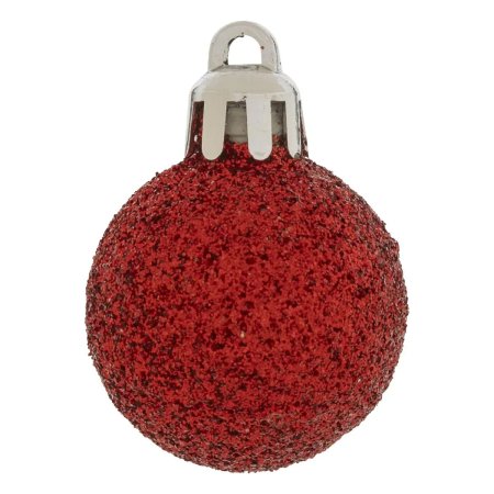 Set decoratiuni Craciun, 44 piese, cu globuri, ghirlanda si varf de brad, rosu si alb [11]