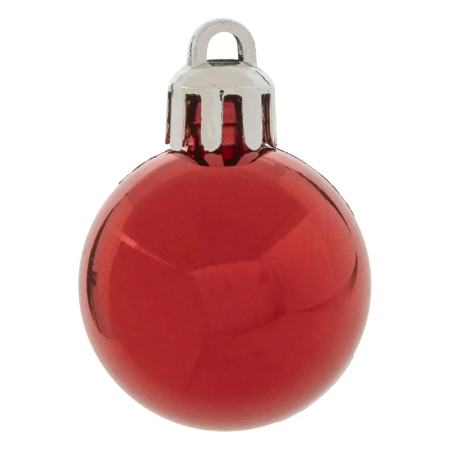 Set decoratiuni Craciun, 44 piese, cu globuri, ghirlanda si varf de brad, rosu si alb [12]