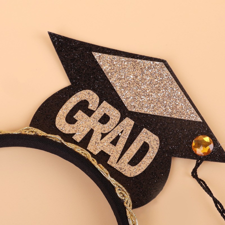 Set din 2 Piese pentru Absolvire, , Panglica si Coronita, Model I Graduated, Negru [6]