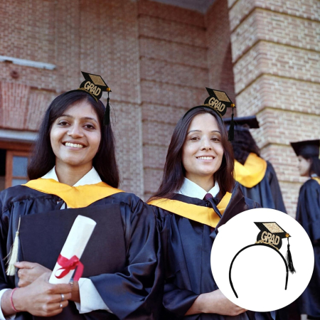 Set din 2 Piese pentru Absolvire, , Panglica si Coronita, Model I Graduated, Negru [2]