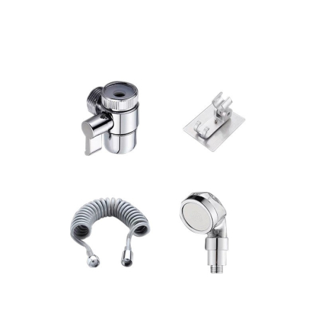 Set Extensie de Dus, , pentru Baterie Baie sau Bucatarie, 4 Piese, Filtru de Ioni Negativi, Furtun Flexibil de 1.5 Metri, Argintiu [3]