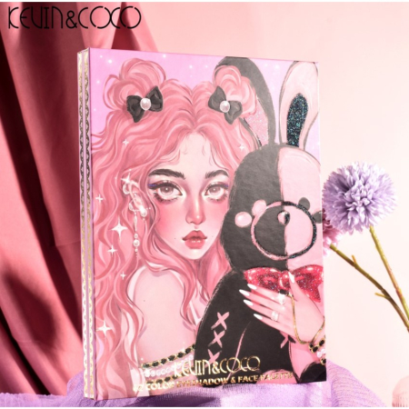 Set farduri 2 in 1 Kevin&Coco, paleta 62 nuante, mini paleta iluminator tip carte, rezistenta ridicata, 22 x 17 cm, 430 g, multicolor [6]