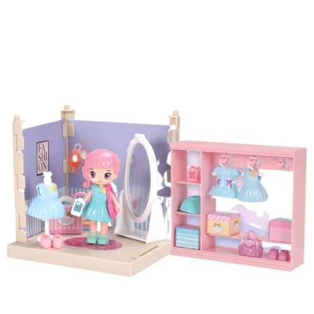 Jucarii si Jocuri - Set garderoba cu tinute, , casa de papusi cu haine si accesorii