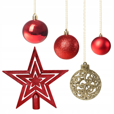 Set globuri de Craciun, 100 bucati, 3-6cm, rosu auriu [1]