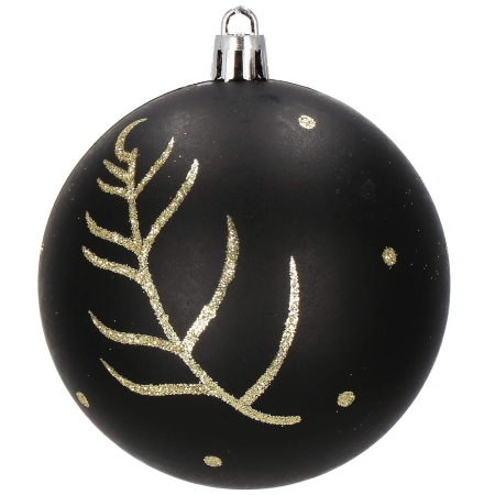 Set globuri de Craciun, 16 bucati, 8cm, 6 modele, negru auriu [4]