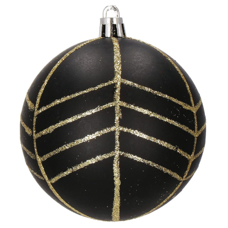 Set globuri de Craciun, 16 bucati, 8cm, 6 modele, negru auriu [5]