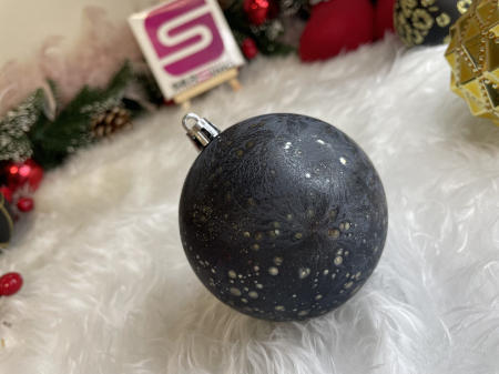 Set globuri de Craciun, 16 bucati, 8cm, 6 modele, negru auriu [17]