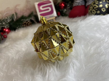 Set globuri de Craciun, 16 bucati, 8cm, 6 modele, negru auriu [19]