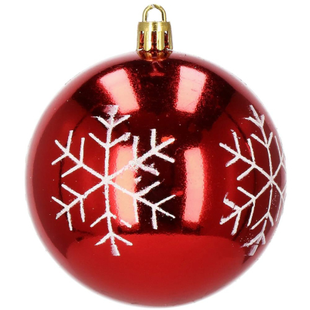 Set globuri de Craciun, 16 bucati, 8cm, 8 modele, rosu alb [7]