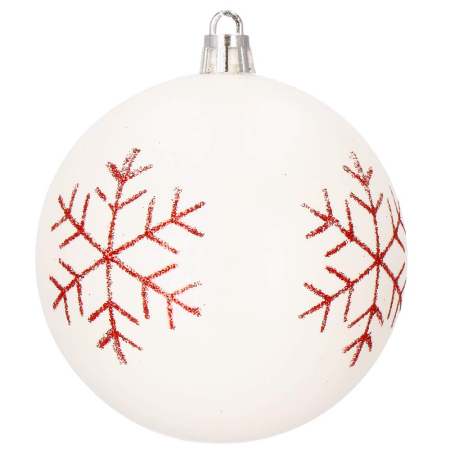 Set globuri de Craciun, 16 bucati, 8cm, 8 modele, rosu alb [3]